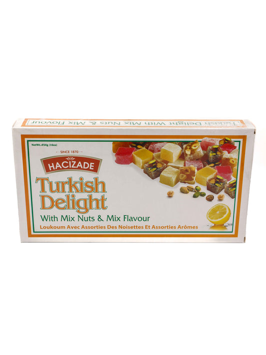 HACIZADE Turkish Delight with Mixed Nuts and Mixed Flavors 454 gr